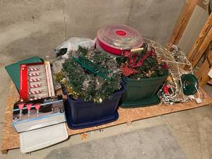 lot 412 image: BASEMENT - Large Assorted Lot of Holiday Decorations and Lights