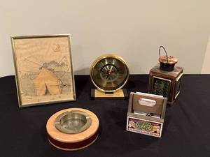lot 434 image: BASEMENT - Vintage Artwork, Brass Clock, Lantern, Ashtray & Coca Cola Memorabilia Collection