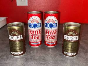 lot 436 image: BASEMENT - Lot of 4 Georgia Japanese Drinks - 2 Blend Coffee & 2 Milk Tea Cans