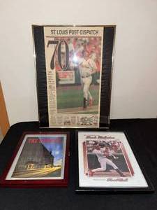 lot 441 image: BASEMENT - Lot of 3 St. Louis Cardinals Collectible Framed Prints
