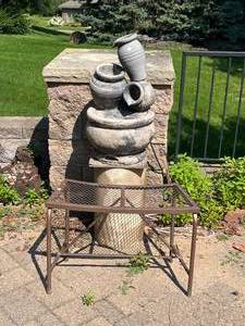 lot 445 image: BCK PRCH - Garden Decoration Lot Water Fountain, Metal Stand