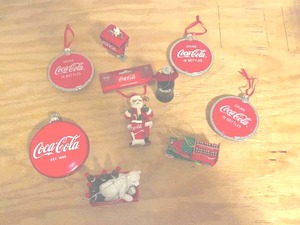 lot 68 image: BASEMENT - Lot of Coca-Cola Christmas Ornaments and Decorations