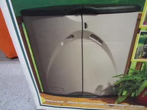 lot 115 image: (New) Rubbermaid Corner Deck Storage Box