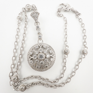 lot 10 image: JUDITH RIPKA Simulated Diamond Sterling Silver Enhancer & Chain.