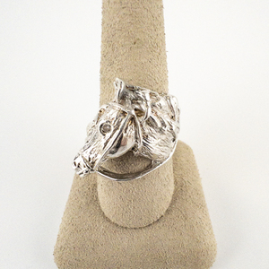 lot 26 image: 3D Horse With CZ Eye Sterling Silver Ring. Size 9.25 - 9.5.
