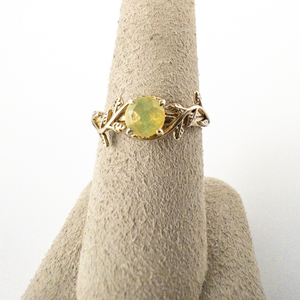 lot 57 image: Opal With Leafy Vine Band Vermeil Ring. Size 7 - 7.25.