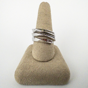 lot 58 image: Red, Purple, Green CZ Channel Set Spiral Sterling Silver Ring. Size 9.75 - 10.