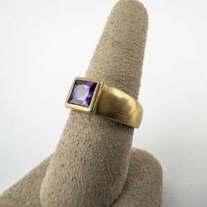 lot 59 image: Square Cut Amethyst Vermeil Mens Ring. Size 8.25 - 8.5.