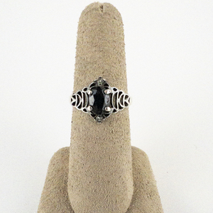 lot 63 image: Black CZ Sterling Silver Ring. Size 6 - 6.25.