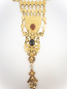 lot 71 image: Ann Klein for Accessocraft NYC Egyptian Revival Byzantine Gold Plated Base Metal Couture Necklace.
