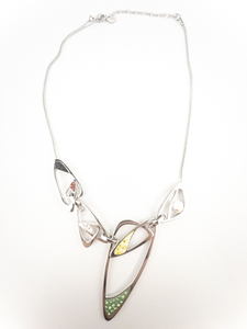lot 73 image: Swarovski Special Edition Multi-Colored Rhinestone White Plated Base Metal Bib Necklace.