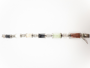 lot 94 image: Multi-Colored Stone & Letter Sterling Silver Bracelet.