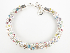 lot 107 image: Gloria Vanderbilt Colorful Rhinestone White Base Metal Bracelet. 