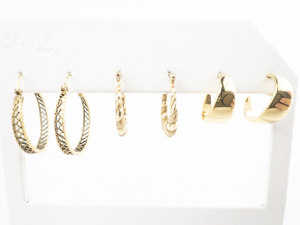 lot 143 image: Various Makers Group Of 9 Gold Tone Base Metal Hoop Earrings. Many Different Sizes