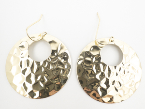lot 158 image: Lightweight Disc Drop Gold Plated French Wire Earrings.