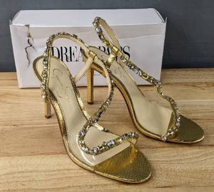 lot 78 image: Jessica Simpson Jaycin Embellished Heeled Sandals Womens Size 8.5 Gold L
