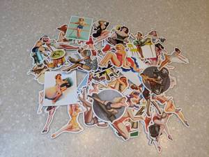 lot 407 image: 50 New Stickers Retro Pin Up Girls P