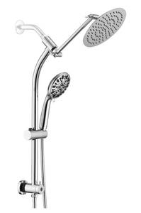 lot 14 image: New UCLIMAA Rainfall 8 Round Shower Head with High Pressure Handheld Spray Combo Chrome M