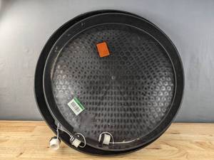 lot 132 image: (1) Everbilt 24 in. Plastic Drain Pan and (2) Everbilt 26 in. Plastic Drain Pan V
