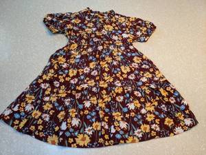 lot 411 image: New Wonder Nation Girls Flowered Dress Brown Blue Yellow Green Size 3T P