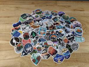 lot 99C image: 100 New Adventure and Camping Theme Aesthetic Stickers for Water Bottles, Laptops, Scrapbooking Etc E