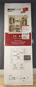 lot 86C image: Brand New ClosetMaid SuperSlide 5 ft. - 8 ft. 13 in. D x 96 in. W x 96 in. H Metal White Steel Closet System Organizer Kit $71 Retail V