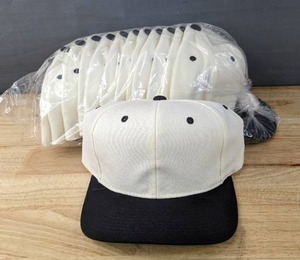 lot 142A image: 29 Brand New Yupoong Snap Back NaturalBlack Hats OSFM A