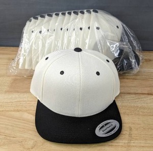 lot 116B image: 24 Brand New Yupoong Classics Snap Back WhiteBlack Hats OSFM A