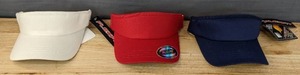 lot 159 image: 23 Brand New Yupoong Flexfit Visors (6-Navy, 5-Red, 12-White) OSFM A
