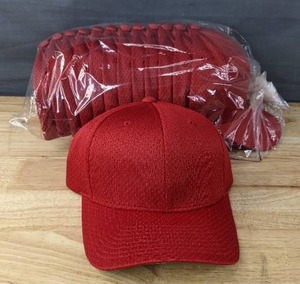 lot 162E image: 29 Brand New Yupoong Velcro Red Hats OSFM A