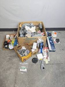 lot 171 image: Large Assortment of Electrical AccessoriesSupplies - Outlet Boxes, Flexible Conduit, Intersystem Bonding Bridge, Ceiling Fan Support Box, Iron Pipe Threads, and more V