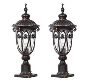 lot 54C image: New Goalplus Vintage Bronze Outdoor Post Light Fixtures $156 Retail S