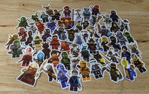 lot 80A image: 60 Brand New Ninja Building Blocks Character Stickers Warrior Samurai N