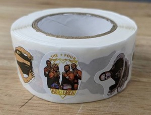 lot 41D image: Brand New Roll of 500 WWE Wrestling Stickers WWF Stone Cold Road Warriors Mr. Perfect Sting N