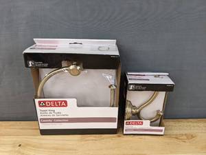 lot 120A image: New Delta Cassidy Wall Mount and Towel Ring $55 Retail V