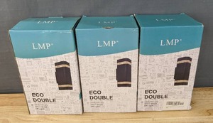 lot 88D image: (3) New Grey LMP Double Outdoor Wall Lights Retail $93 S