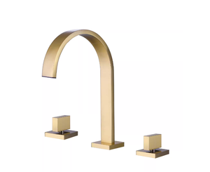 lot 11B image: New IHOMEadore 8 in. Widespread Double Handles Bathroom Faucet in Brushed Gold V