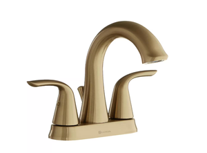 lot 34 image: New Glacier Bay Irena 4 in. Centerset 2-Handle Bathroom Faucet in Brushed Gold $101.95 Retail M