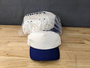 lot 109A image: 60 Brand New Yupoong Royal BlueNatural Hats OSFM A