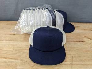 lot 105E image: 144 Brand New Yupoong NavyWhite Trucker Hats OSFM A
