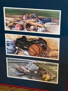lot 37 image: Framed Sports Themed Watercolor Painting
