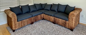 lot 1 image: Sea Grass Rolled Arm Sectional Sofa