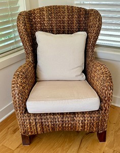 lot 2 image: Seagrass Wing Back Decorative Chair