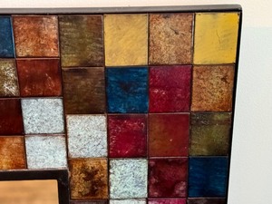lot 10A image: Pair of Pier 1 Patina Squares Decorative Wall Mirrors