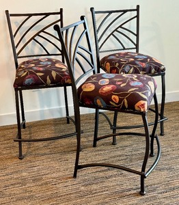 lot 31A image: Set of Three Decorative Metal Barstools