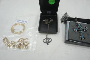lot 56 image: Vintage necklaces, silver and gold signed