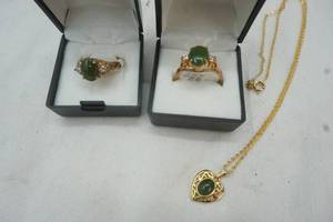 lot 58 image: Jade rings and necklace