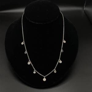 NEW 0.75 Carat Micro Pave Diamond Drop Charm Station Necklace