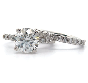 Brand New Large, 3.55 Carat Round Diamond 2-Piece Matching Bridal Set in 14 White Gold w IGI Report $6,490 Retail VIDEO