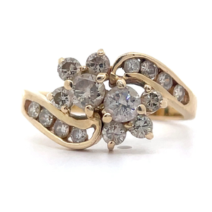 0.50 Carat Diamond Cluster Bouquet Bypass Ring in 14k Yellow Gold VIDEO